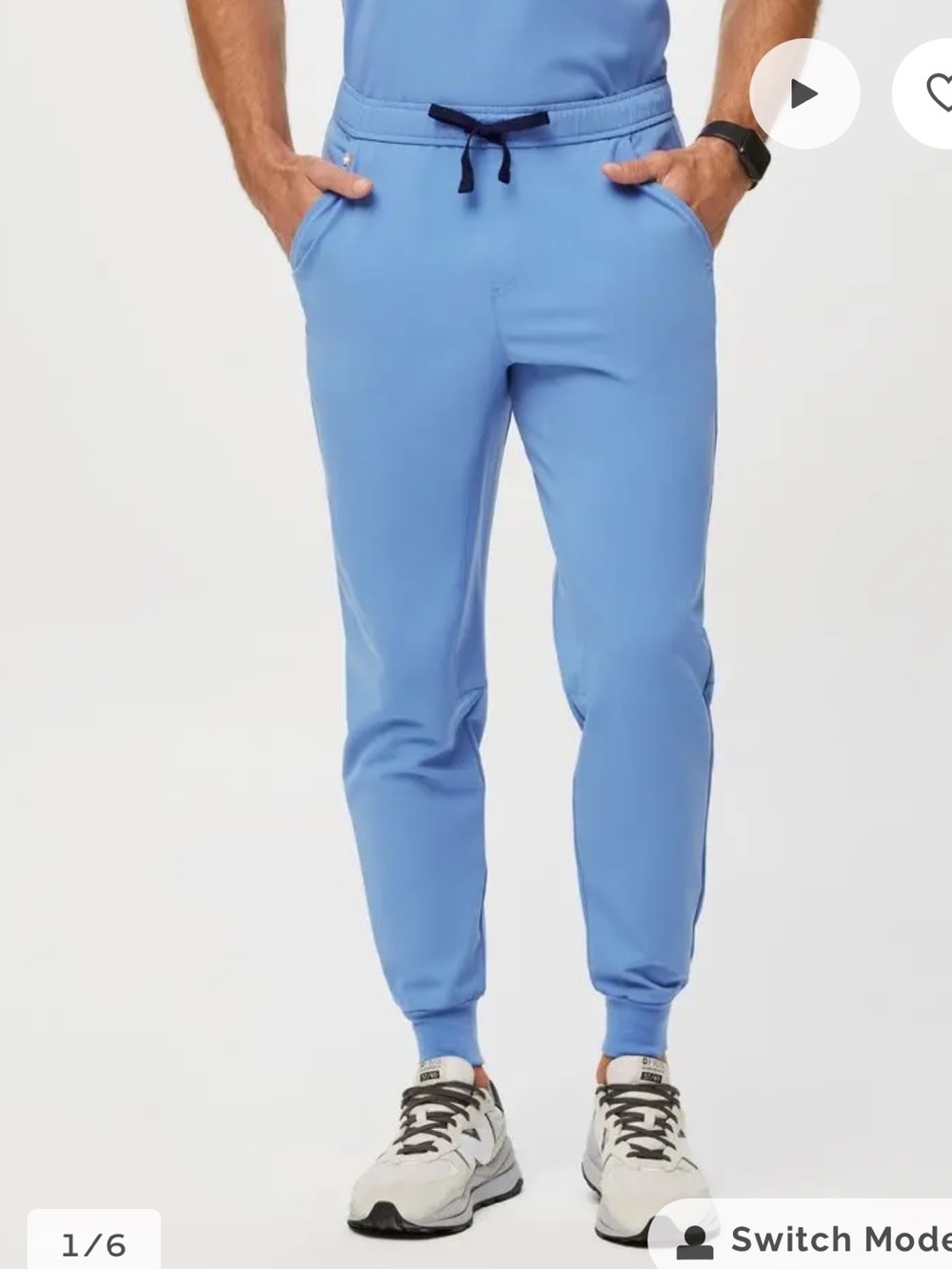 Figs Tansen Casual Scrub Pant Joggers Ciel Blue Medium Short